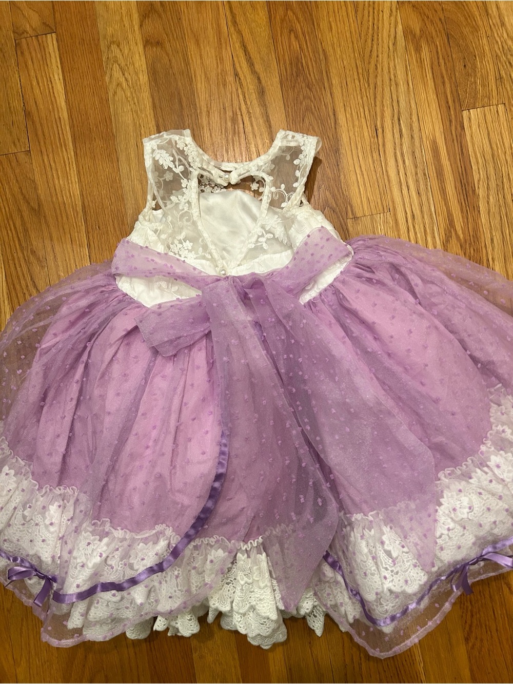 Oh Shana! 7/8 white lace and purple dress - Picture 3 of 5